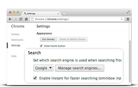 i get google to be my default search engine on chrome for mac